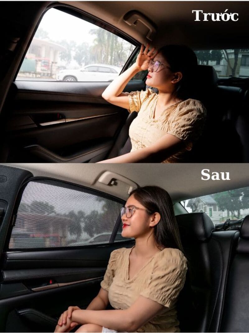 Trước và sau khi lắp rèm che nắng ô tô KATA