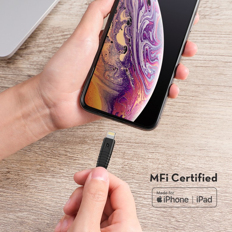 Cáp USB-C to Lightning Ravpower RP-CB020 1m - bện cước - MFi