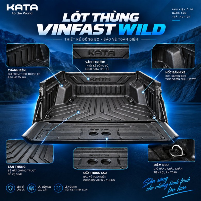 Lót Thùng VinFast Wild KATA Nhựa ABS Ôm Form Thùng Xe
