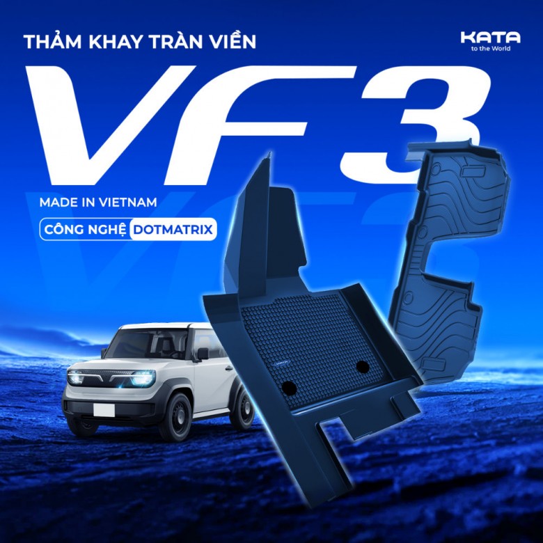 Thảm Lót Sàn Xe VF3 TPE Tràn viền & PVC Vân Dotmatrix