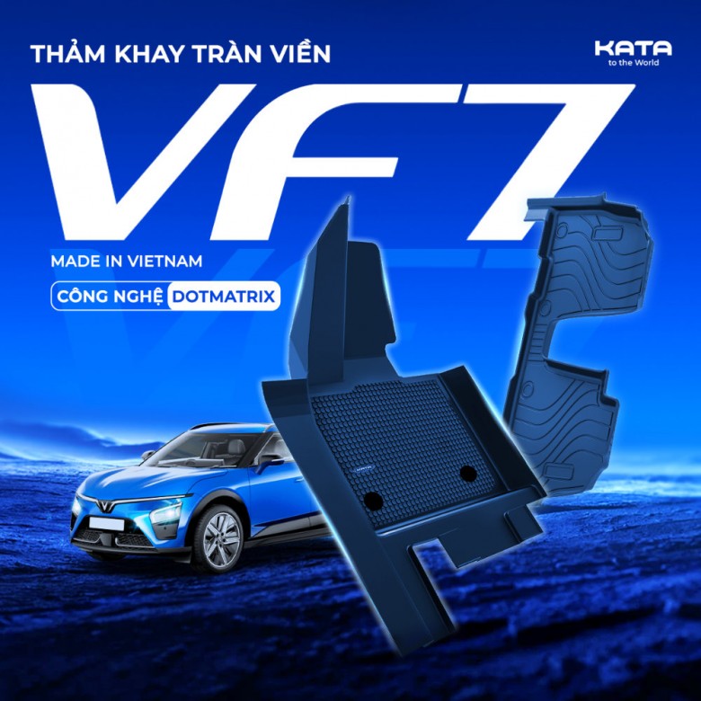 Thảm Lót Sàn Xe VF7 TPE Tràn Viền & PVC Vân Dotmatrix