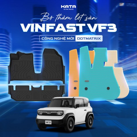 Thảm Lót Sàn Xe VF3 TPE Tràn viền & PVC Vân Dotmatrix