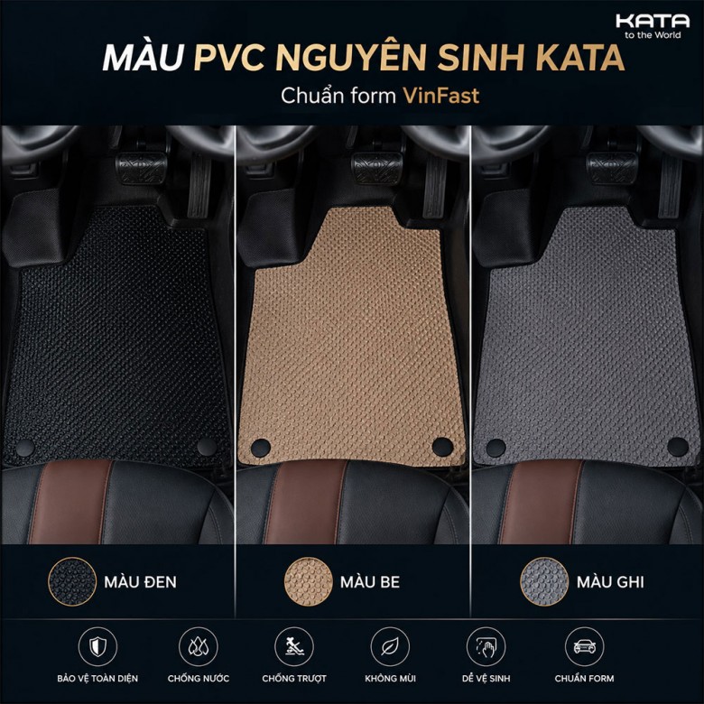 Thảm Lót Sàn Xe VF7 TPE Tràn Viền & PVC Vân Dotmatrix