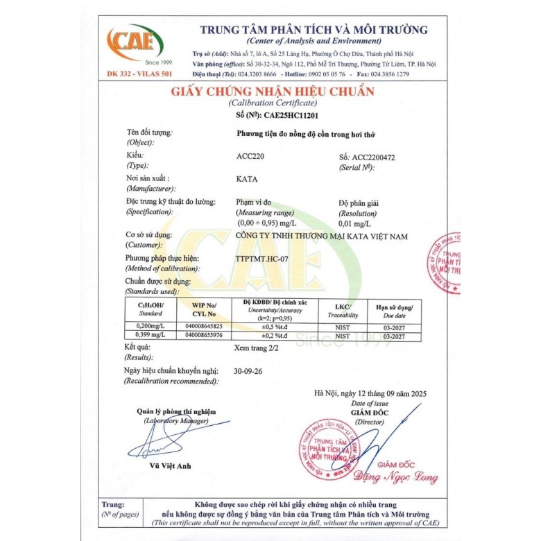 Máy đo nồng độ cồn ACC220
