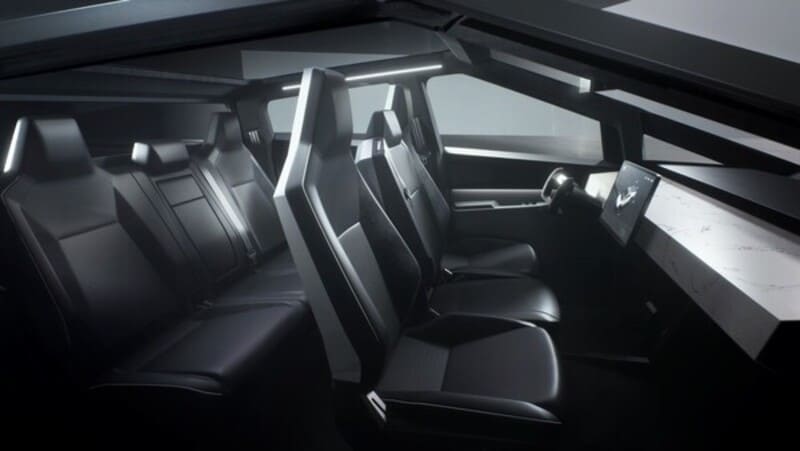 Nội thất Tesla Cybertruck có 5 chỗ ngồi