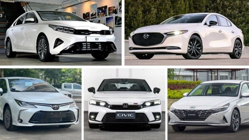 Kia K3, Mazda 3, Honda Civic, Toyota Altis, Hyundai Elantra, New MG5 là những mẫu Sedan phổ biến