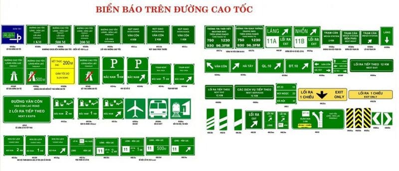 Các biển báo trên đường cao tốc