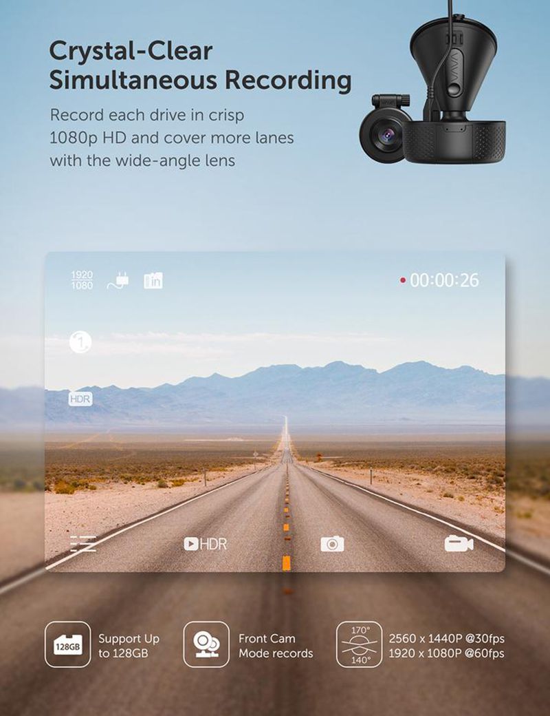 VAVA Dual Dash Cam cho xe Mini Countryman 2021 có chất lượng hình ảnh cao