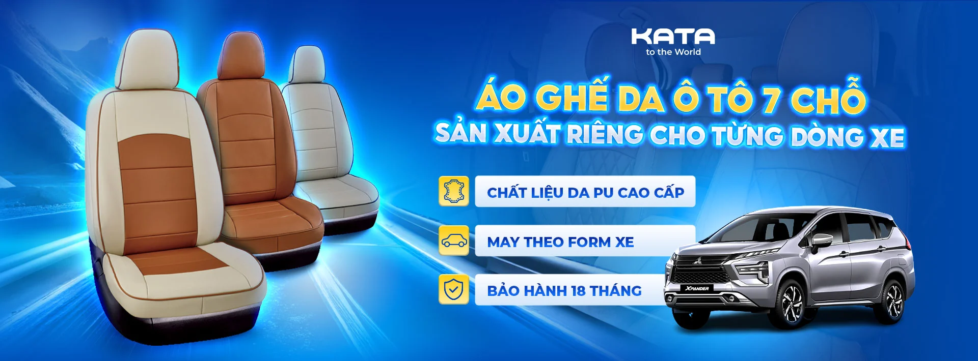 Áo Ghế Ô Tô 7 Chỗ | Mẫu Áo Da Cao Cấp KATA Giá Tốt 2025