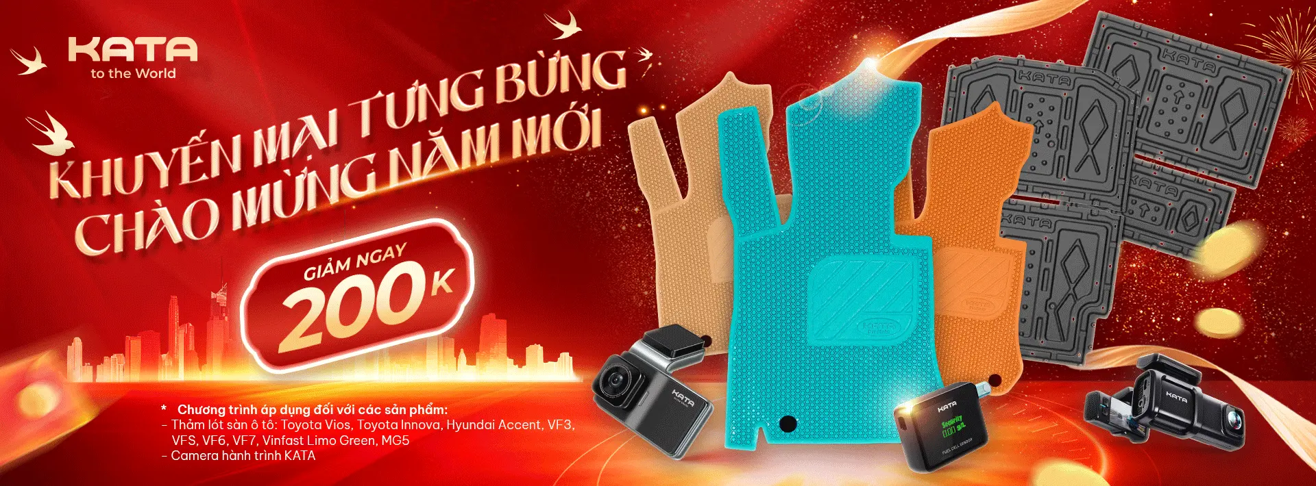 Các sản phẩm phụ kiện ô tô của KATA khuyến mãi tháng 1