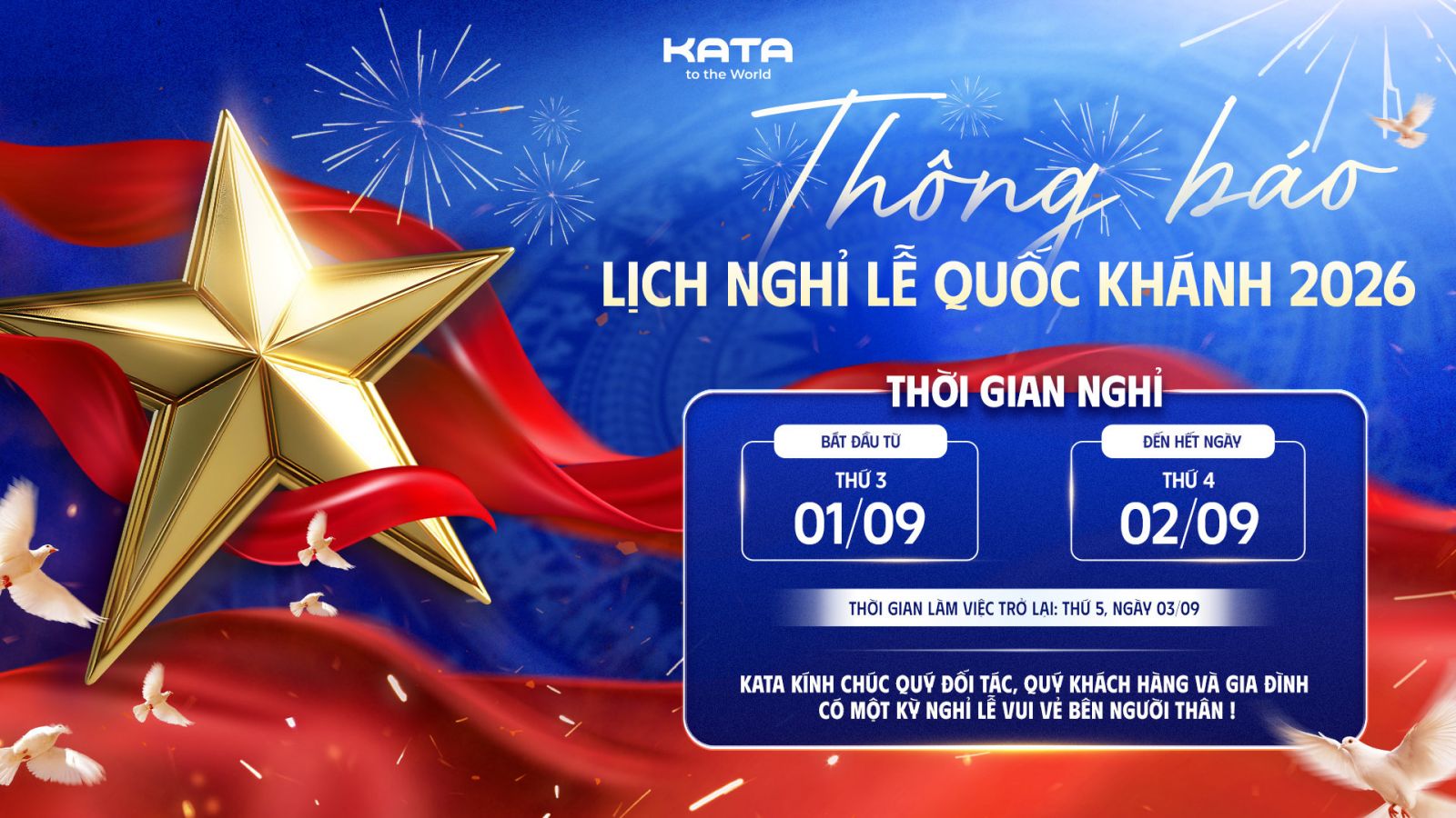 KATA Thông báo nghỉ lễ 02/09/2026