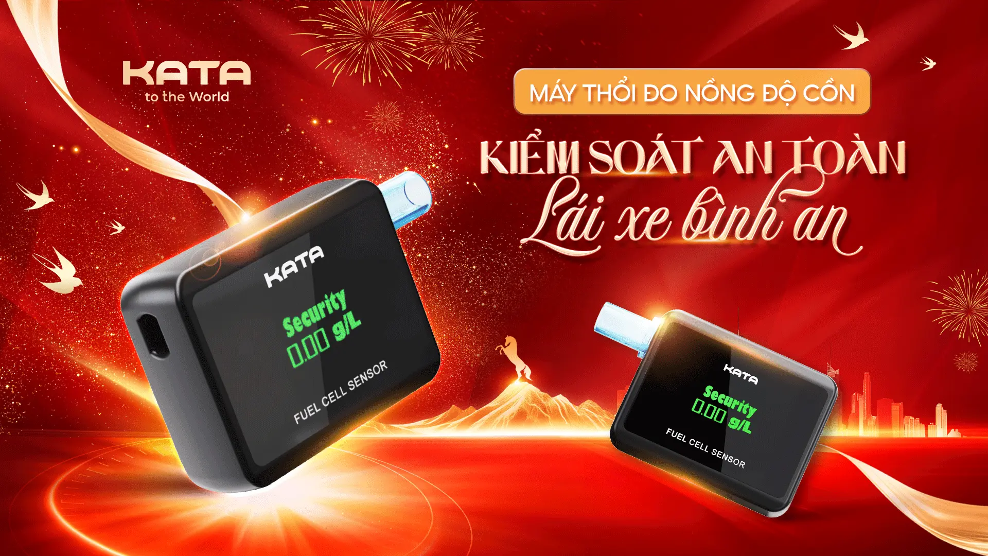 Máy đo thổi nồng độ cồn KATA Chúc mừng Năm mới 2026