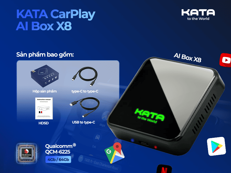 Android box mini KATA biến màn hình xe Camry trở nên thông minh