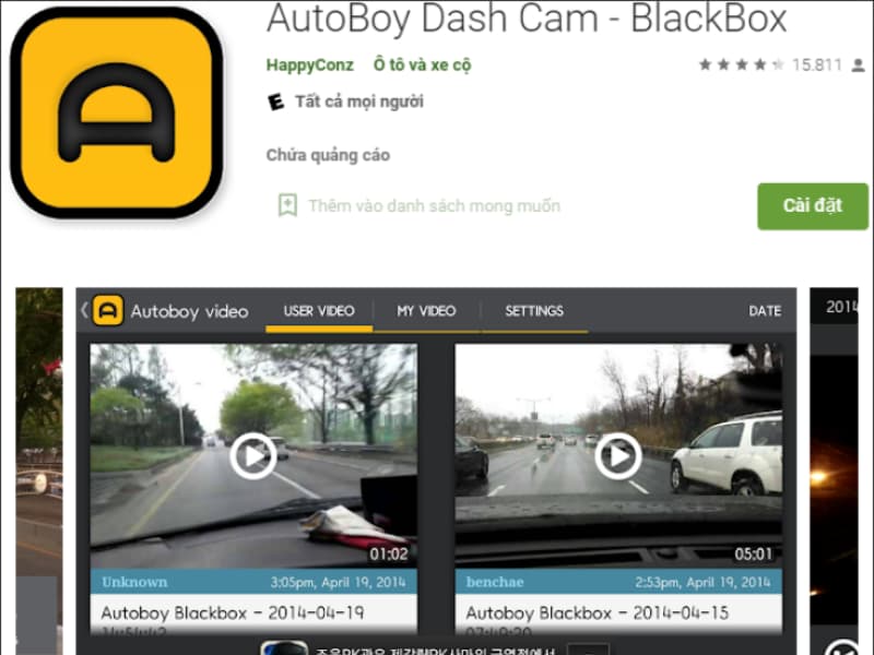 Ứng dụng kết nối camera hành trình Autoboy Dash Cam BlackBox