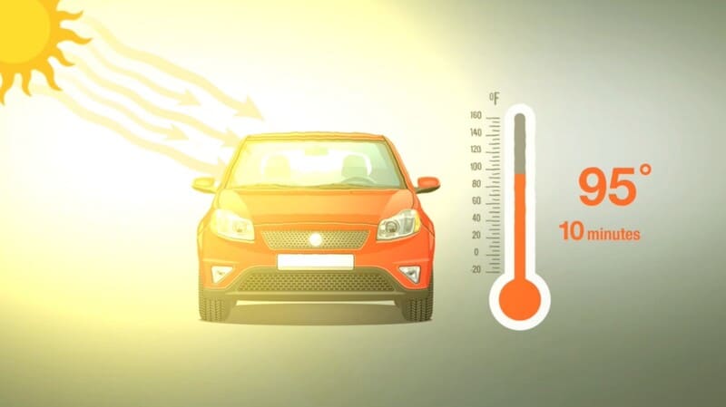 Ánh nắng trực tiếp chiếu vào xe làm tăng nhiệt độ trong xe