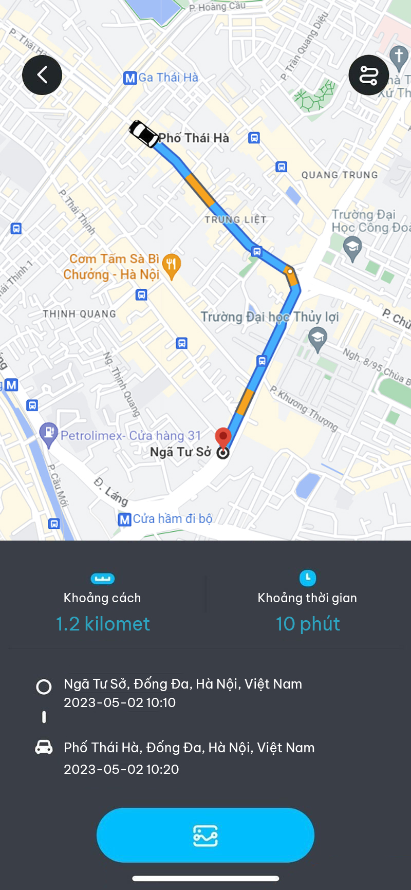 Bạn có thể theo dõi hành trình di chuyển của chiếc xe trên ứng dụng KATA DASH