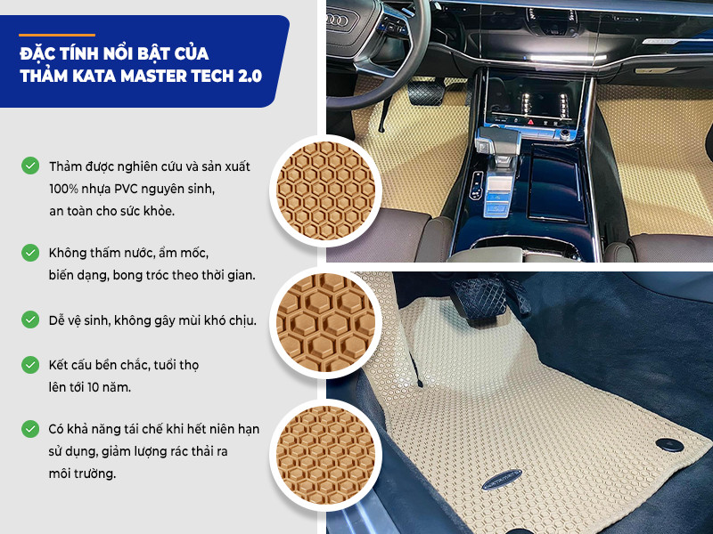 Thảm lót sàn KATA giúp bảo vệ và làm đẹp cho xe Audi A8 2021