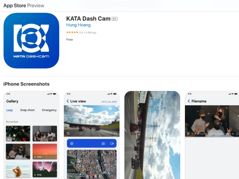 kết nối ứng dùng KATA Dash Cam trên cả hai hệ điều hành iOS và Android