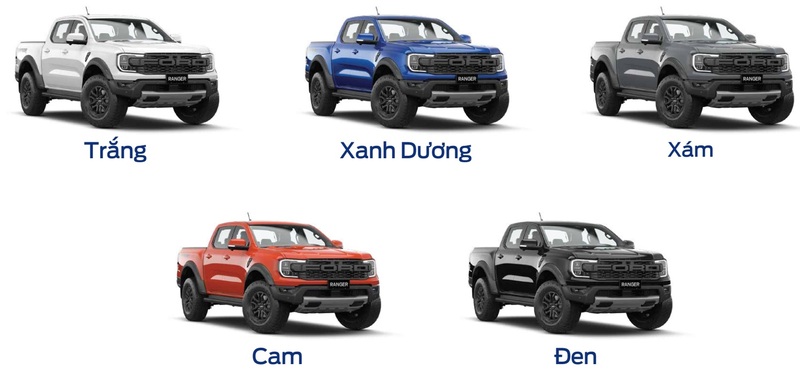 5 màu sắc xe Ford Ranger Raptor 2024