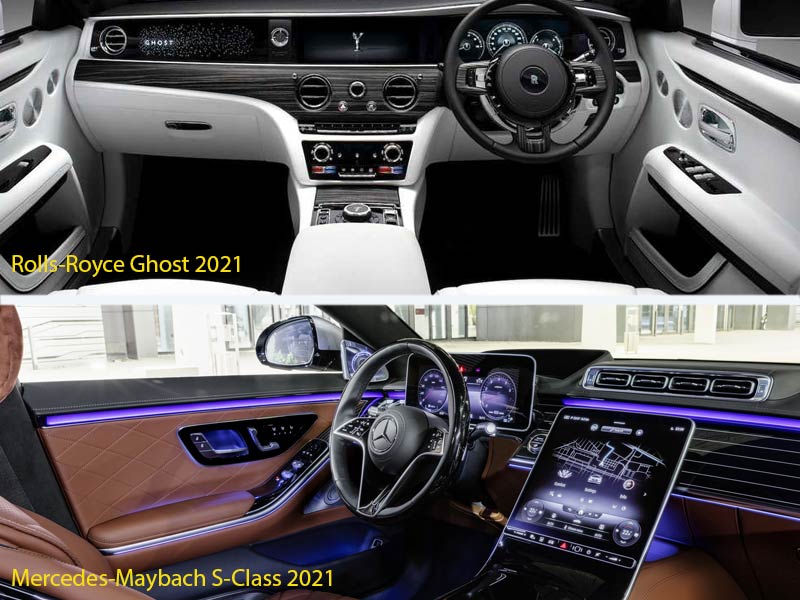 so sánh nội thất 2021 Mercedes-Maybach S-Class và Rolls Royce Ghost