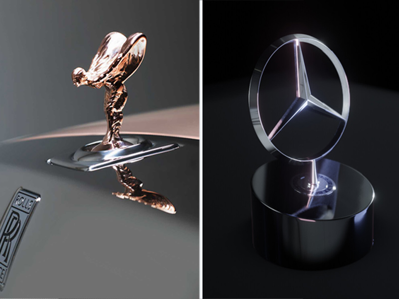 Logo Rolls Royce và Mercedes