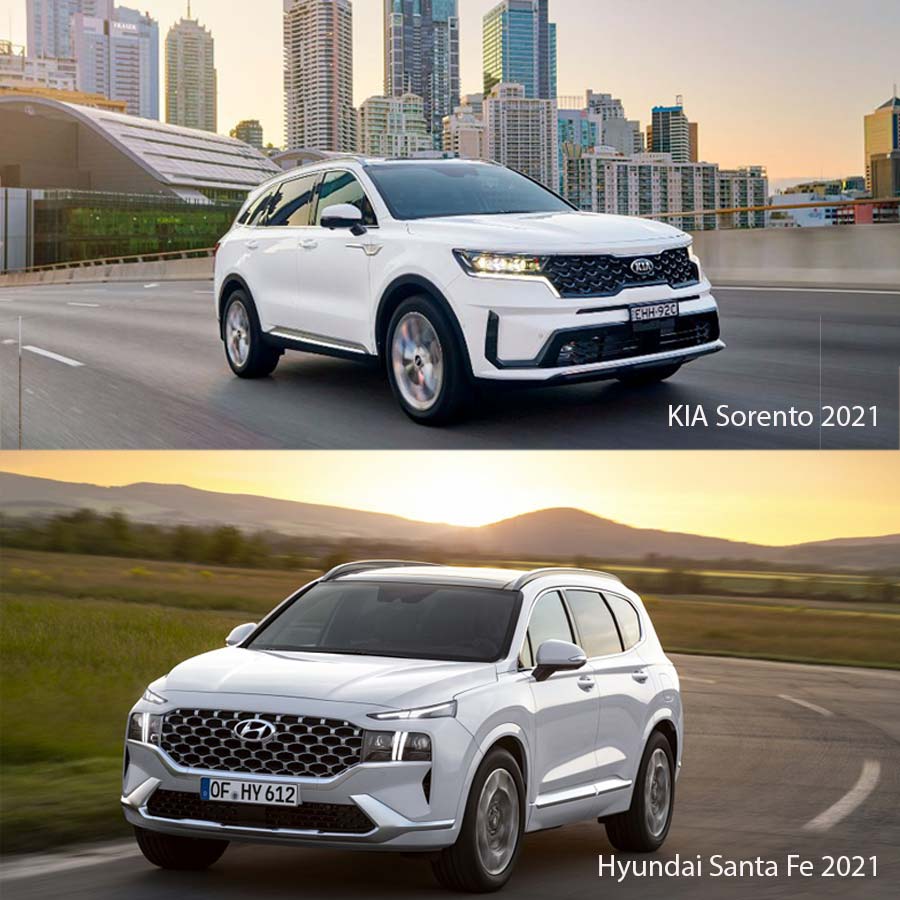 Kia Sorento 2021 và Hyundai Santa Fe 2021