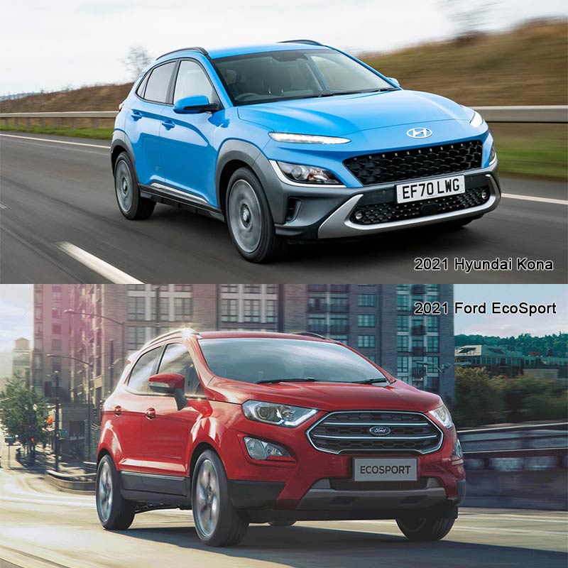 so sánh Hyundai Kona 2021 và Ford EcoSport 2021