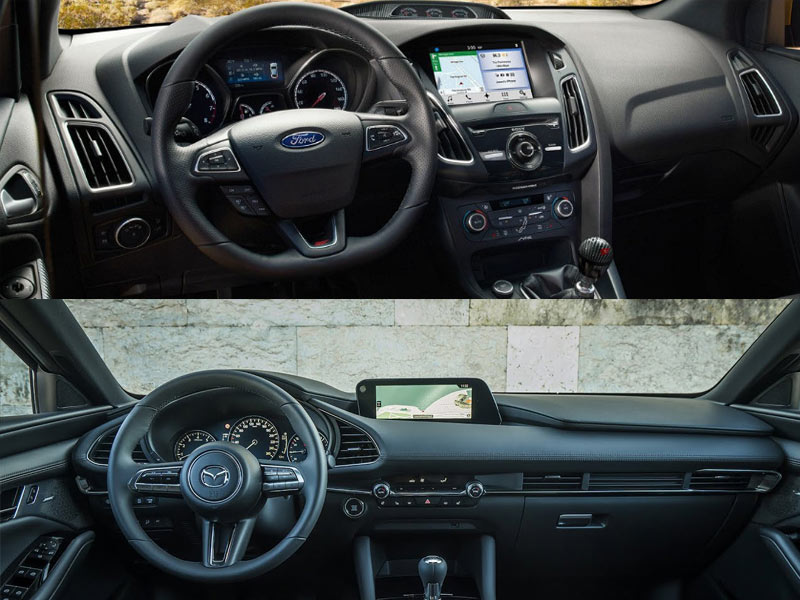 so sánh Cabin Mazda 3 và Ford Focus 2019