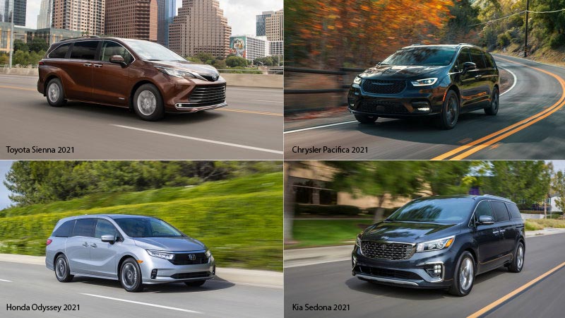 Các xe Toyota Sienna, Honda Odyssey, Chrysler Pacifica và Kia Sedona