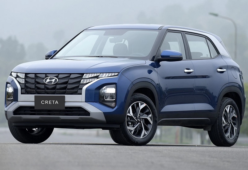 Đầu xe Hyundai Creta 2023 nổi bật với hình tản nhiệt hình “đôi cánh”